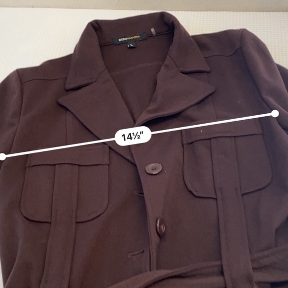 BCBGMAXAZRIA Retro Vibe Brown / Maroon Belted Jacket Size Large - Picture 9 of 16